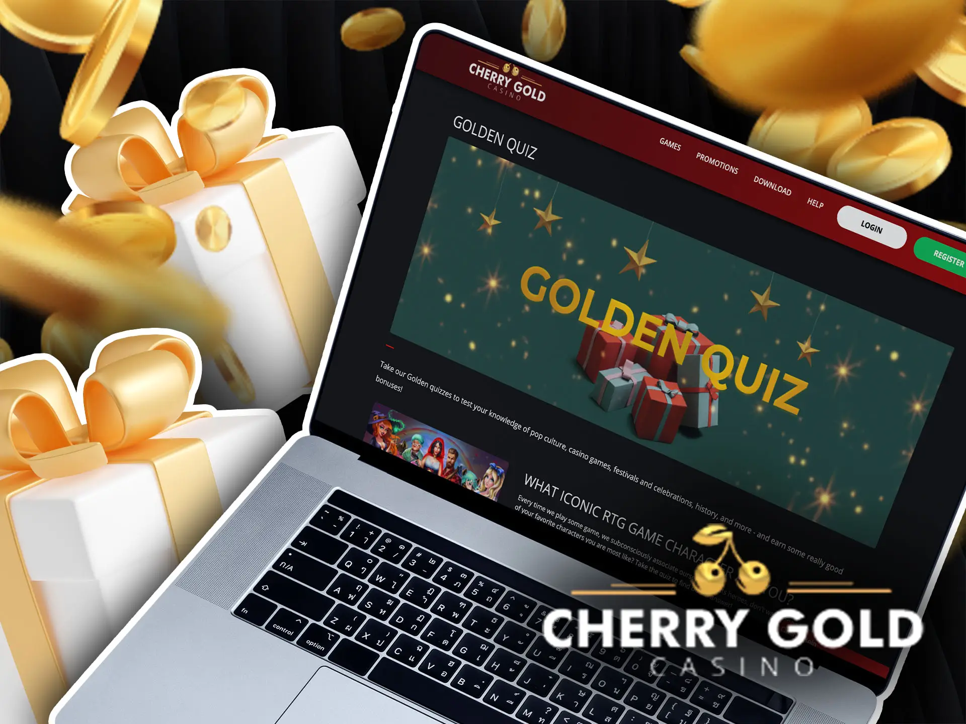 Golden quiz at Cherry Gold Casino for United Kingdom.