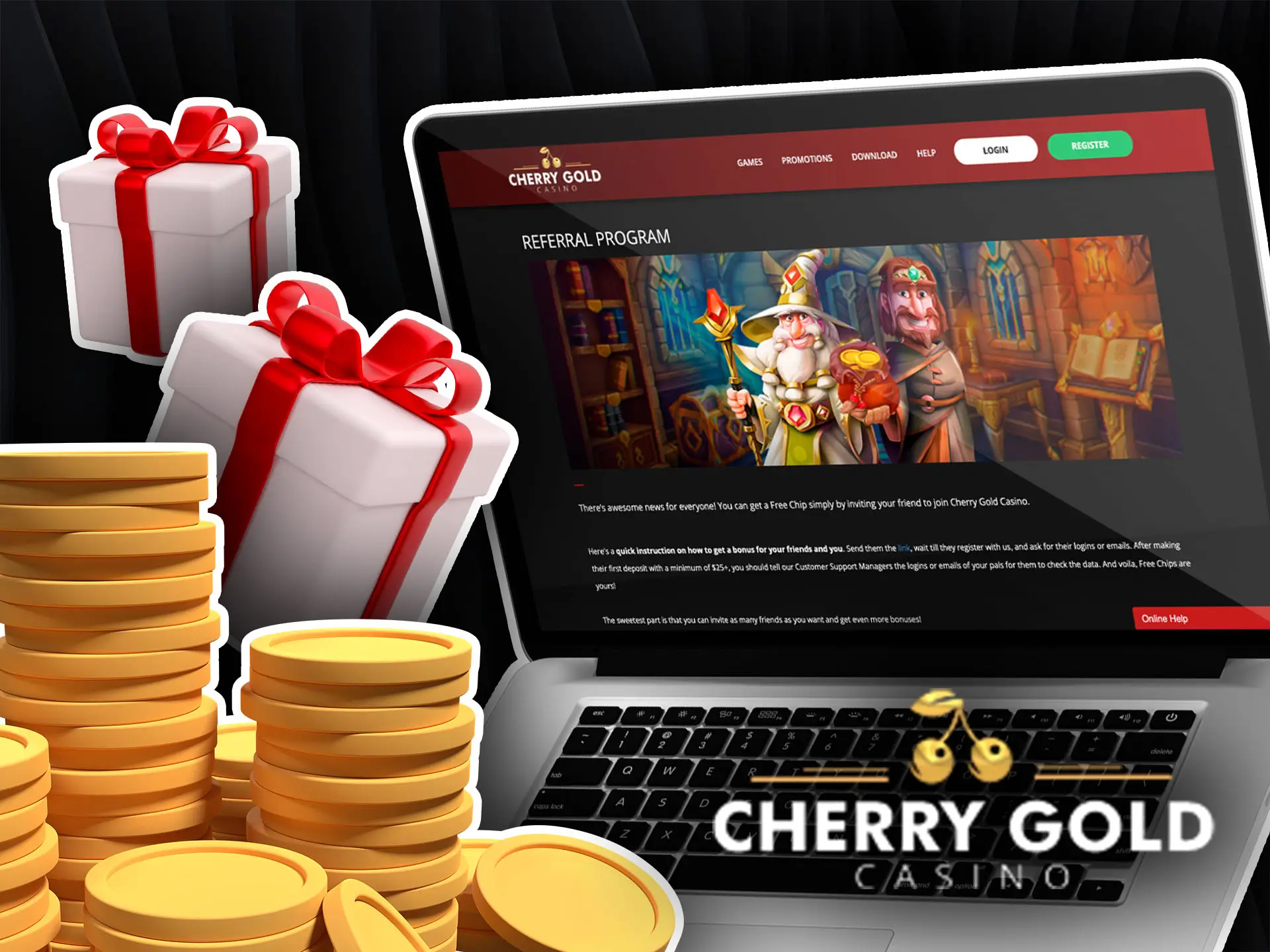 Referral bonus at Cherry Gold Casino for United Kingdom.