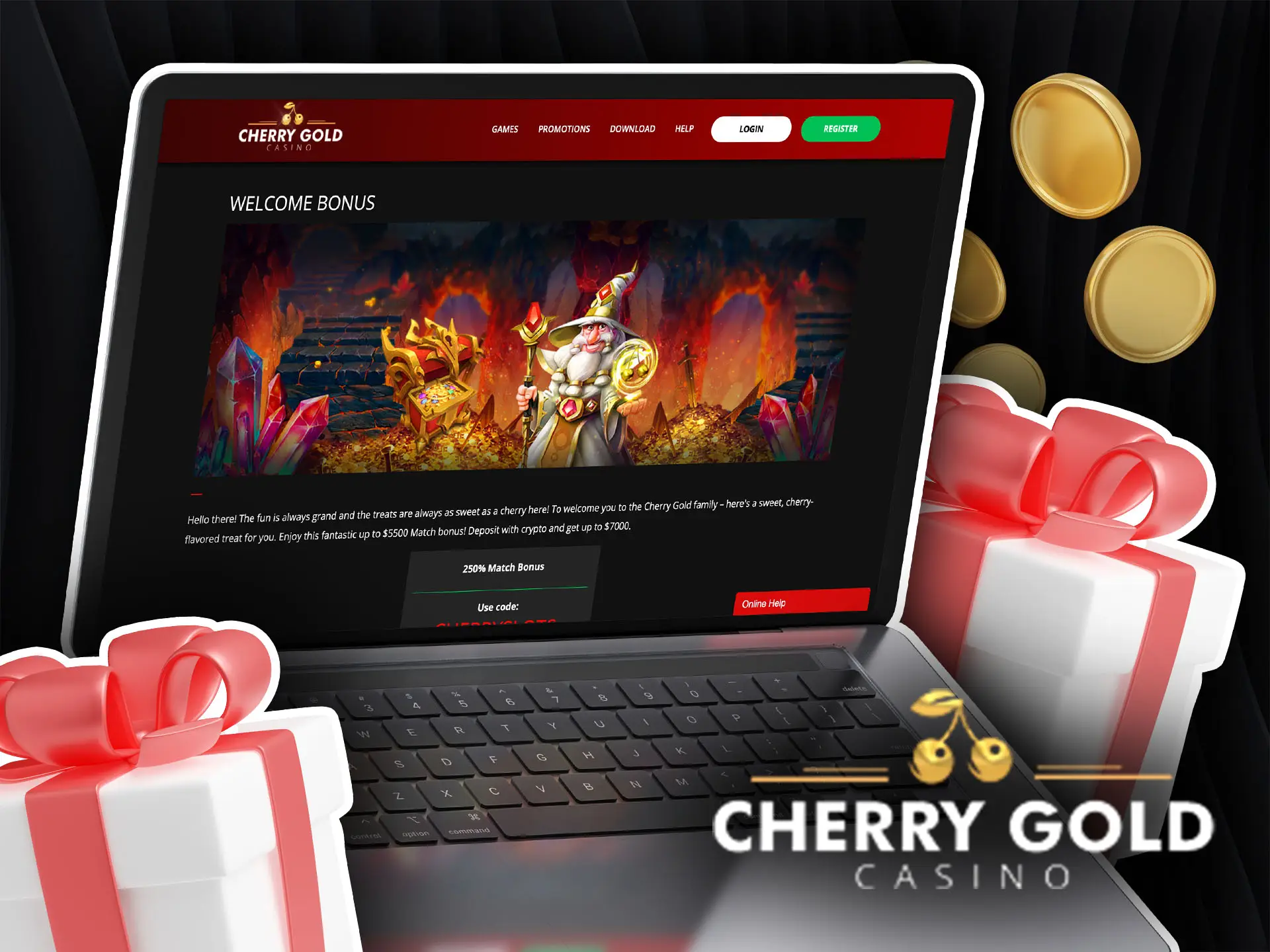 Welcome bonus at Cherry Gold Casino for United Kingdom.