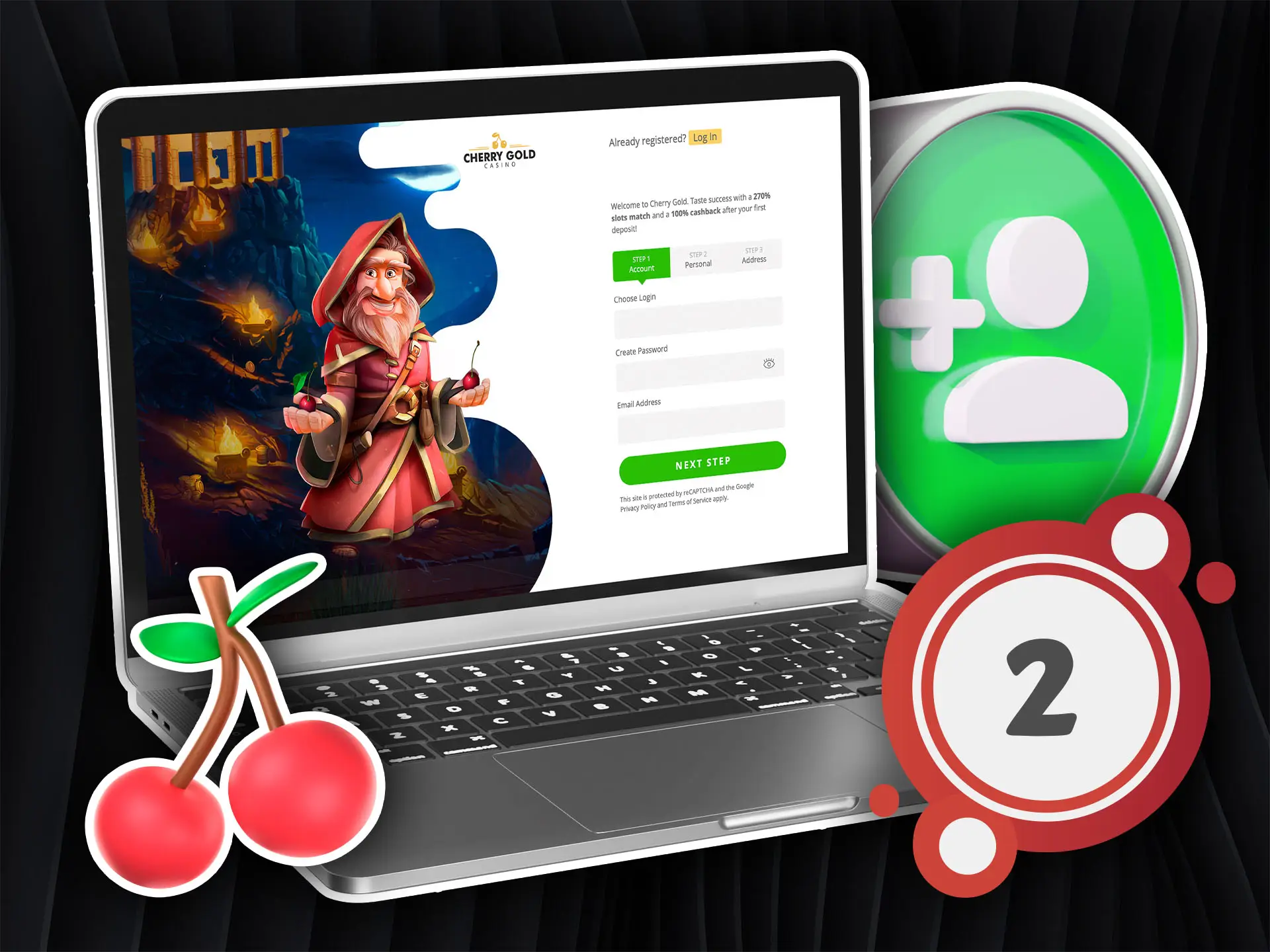 Start registering Cherry Gold Casino for United Kingdom.